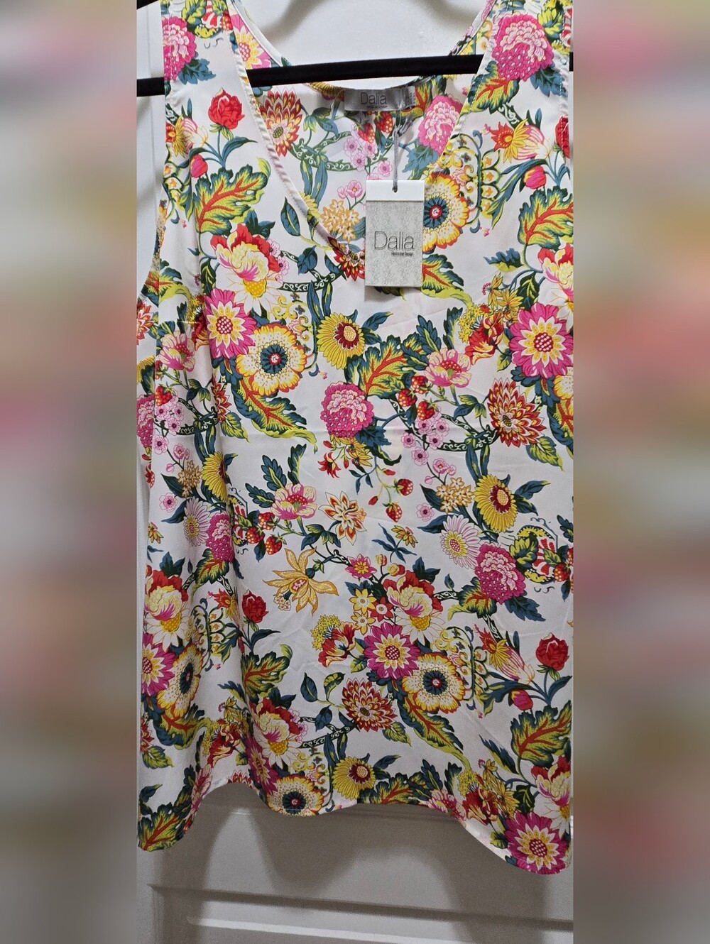 Dalia Multicolor Floral Print Top with Pink, Yellow & Green